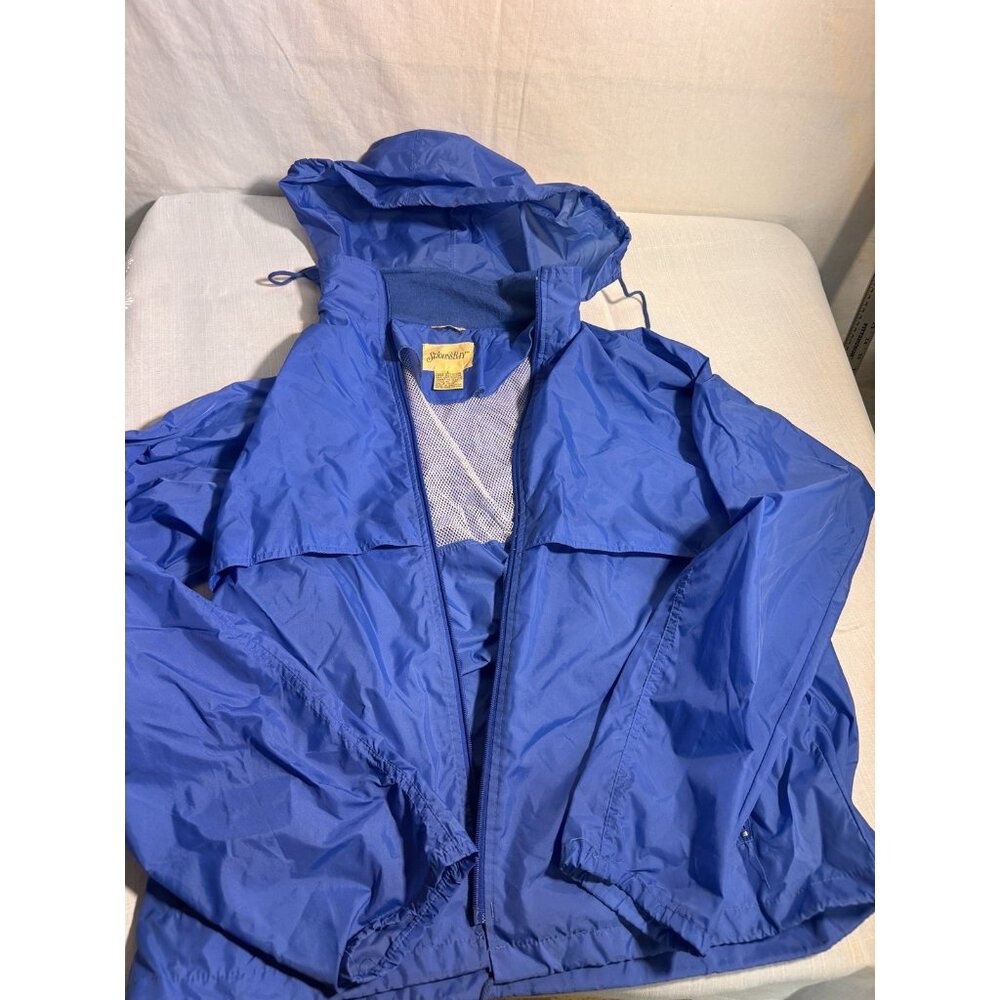 St John’s Bay Blue Hooded Windbreaker Jacket Men’s L Nylon Zip Lightweight